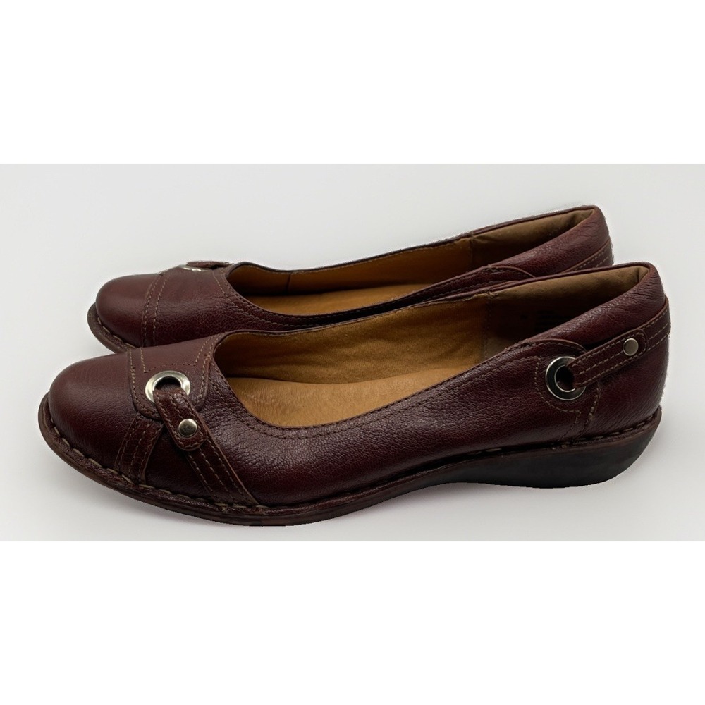 Montana Artisan Crafted Burgundy Leather Wedge Heel Flats Women's Size 9 M - Picture 4 of 12